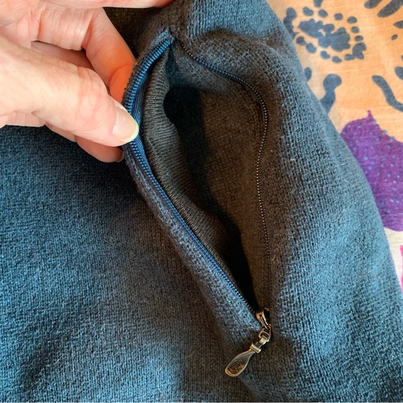 North Face Fleece - heathered navy half zip hoody with buttons - Picture 3 of 7